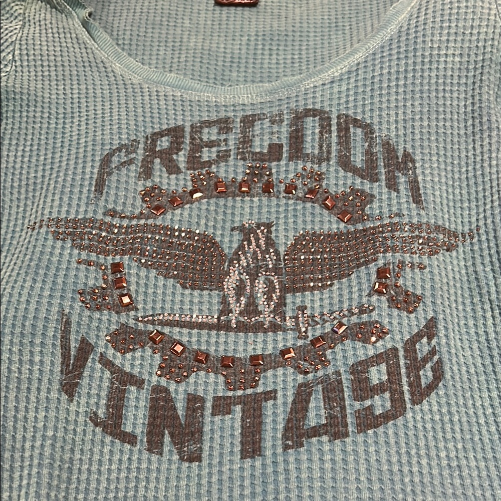 Blue Freedom Vintage Graphic Top